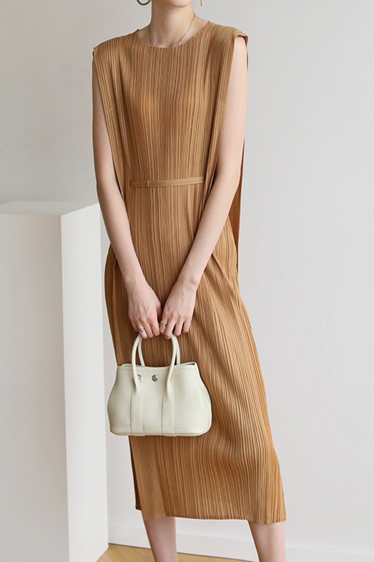 Ruched Lace-Up Midi Dress InsStreet