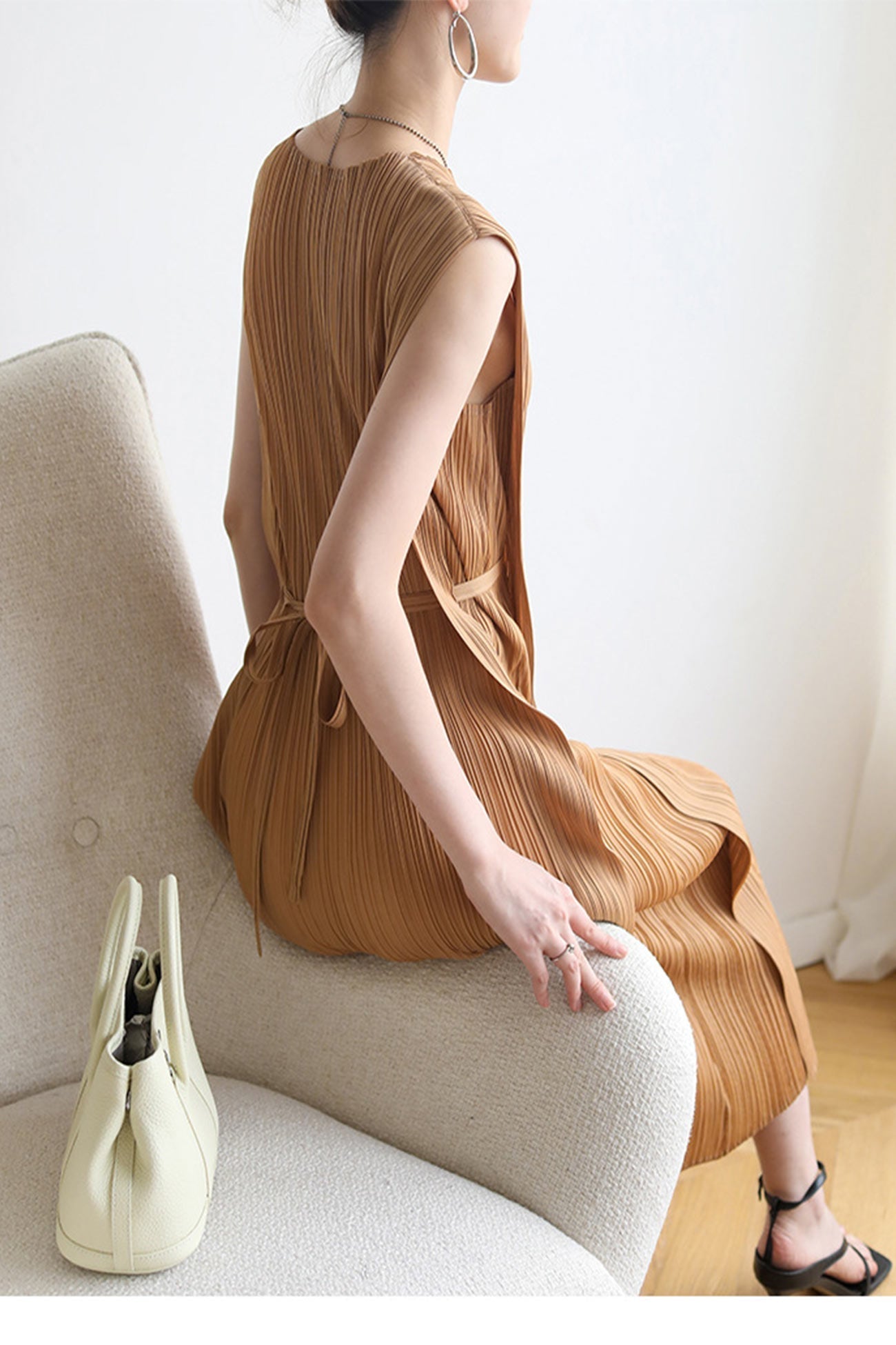 Ruched Lace-Up Midi Dress InsStreet