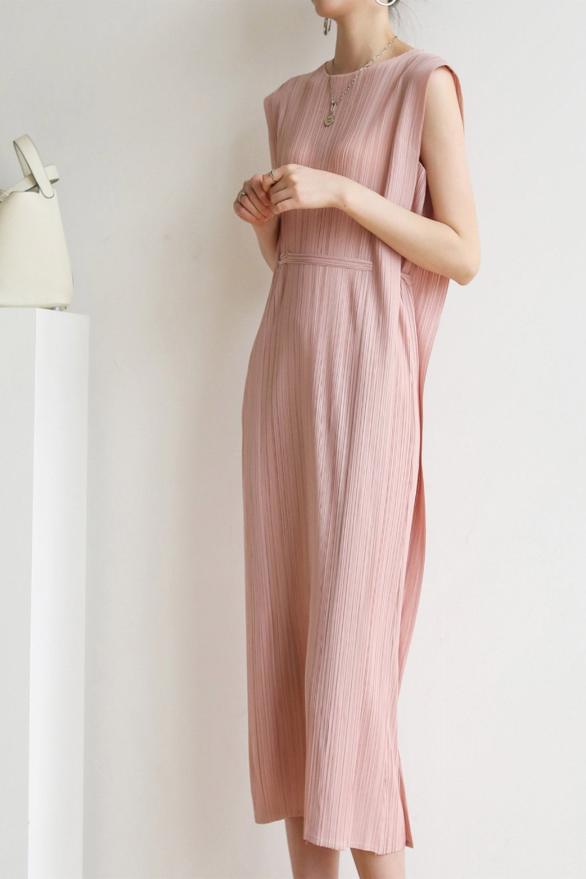 Ruched Lace-Up Midi Dress InsStreet