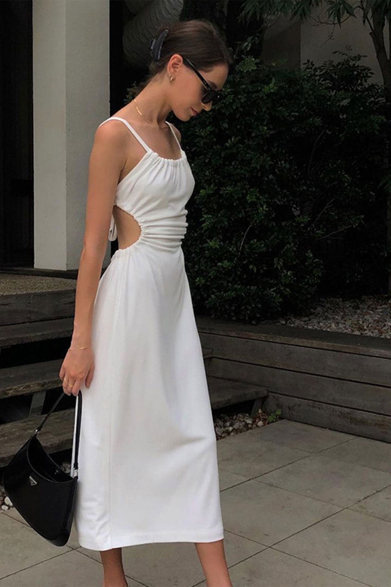 Strappy White Dress with Cut-out Back InsStreet