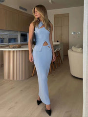 Solid Two Piece Set Maxi Dress InsStreet