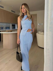 Solid Two Piece Set Maxi Dress InsStreet