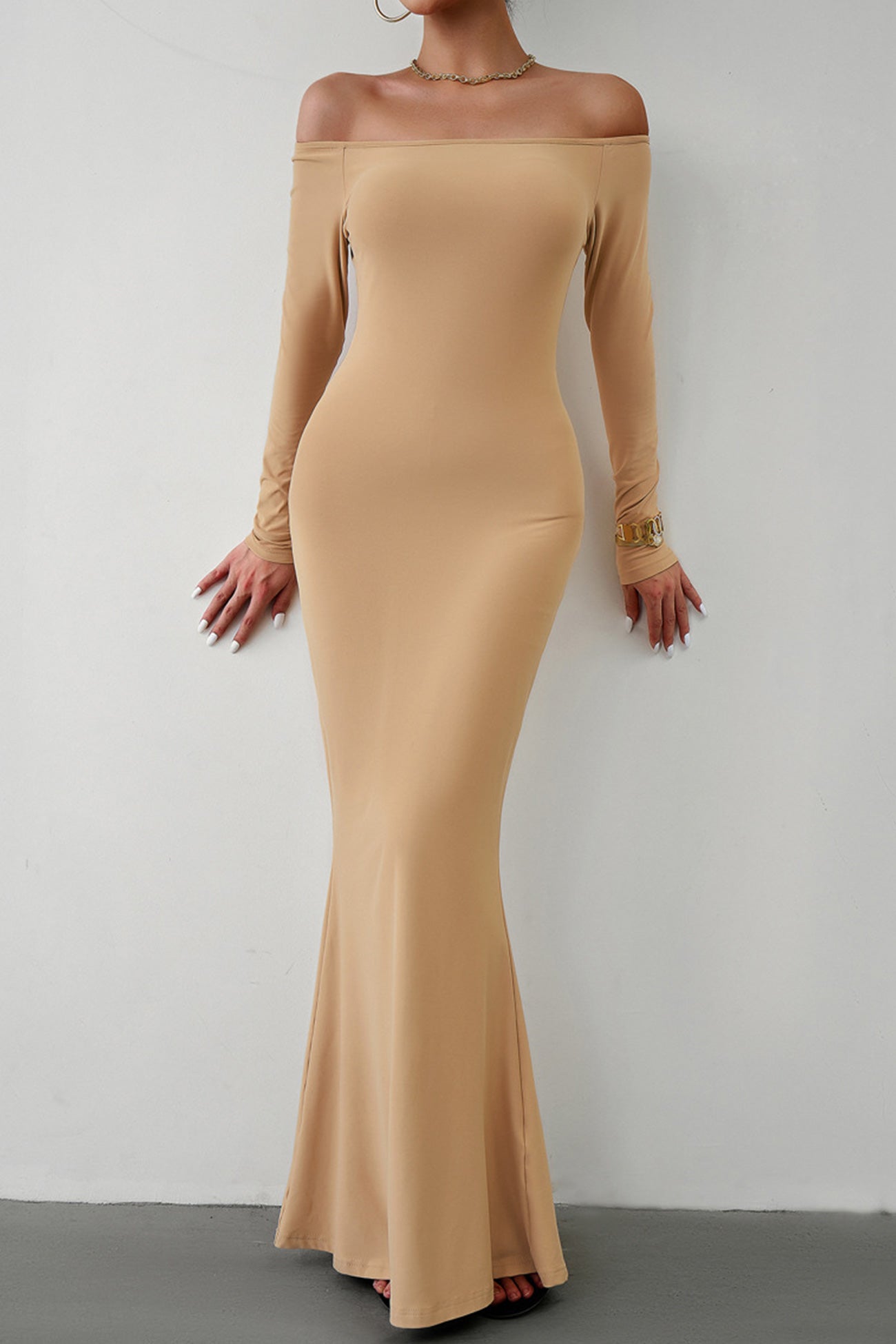 Off Shoulder Fishtail Dress InsStreet