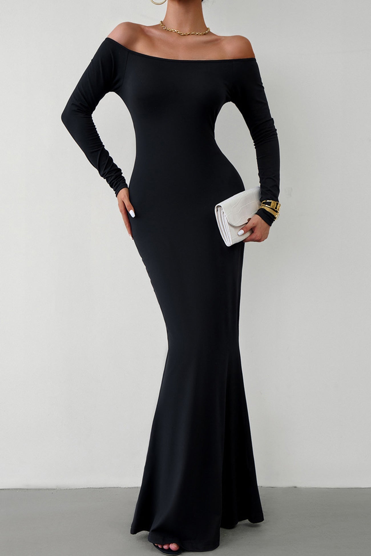 Off Shoulder Fishtail Dress InsStreet