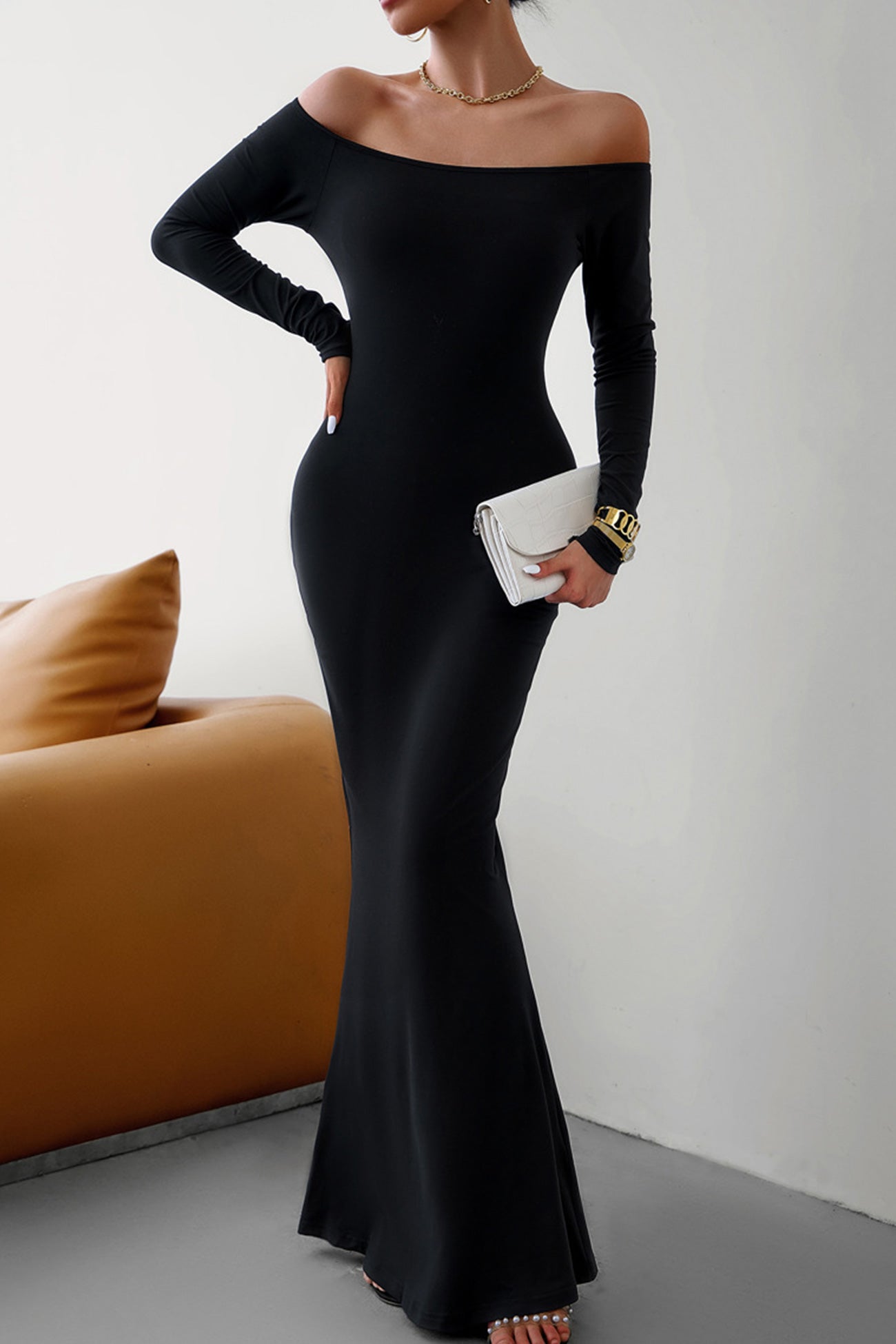 Off Shoulder Fishtail Dress InsStreet