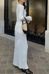 Ribbed Knit Tie-waist Dress InsStreet