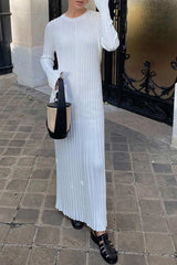 Ribbed Knit Tie-waist Dress InsStreet