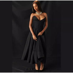 Solid Off-shoulder Chic Backless Strapless High-waisted Elegant Maxi Dress InsStreet