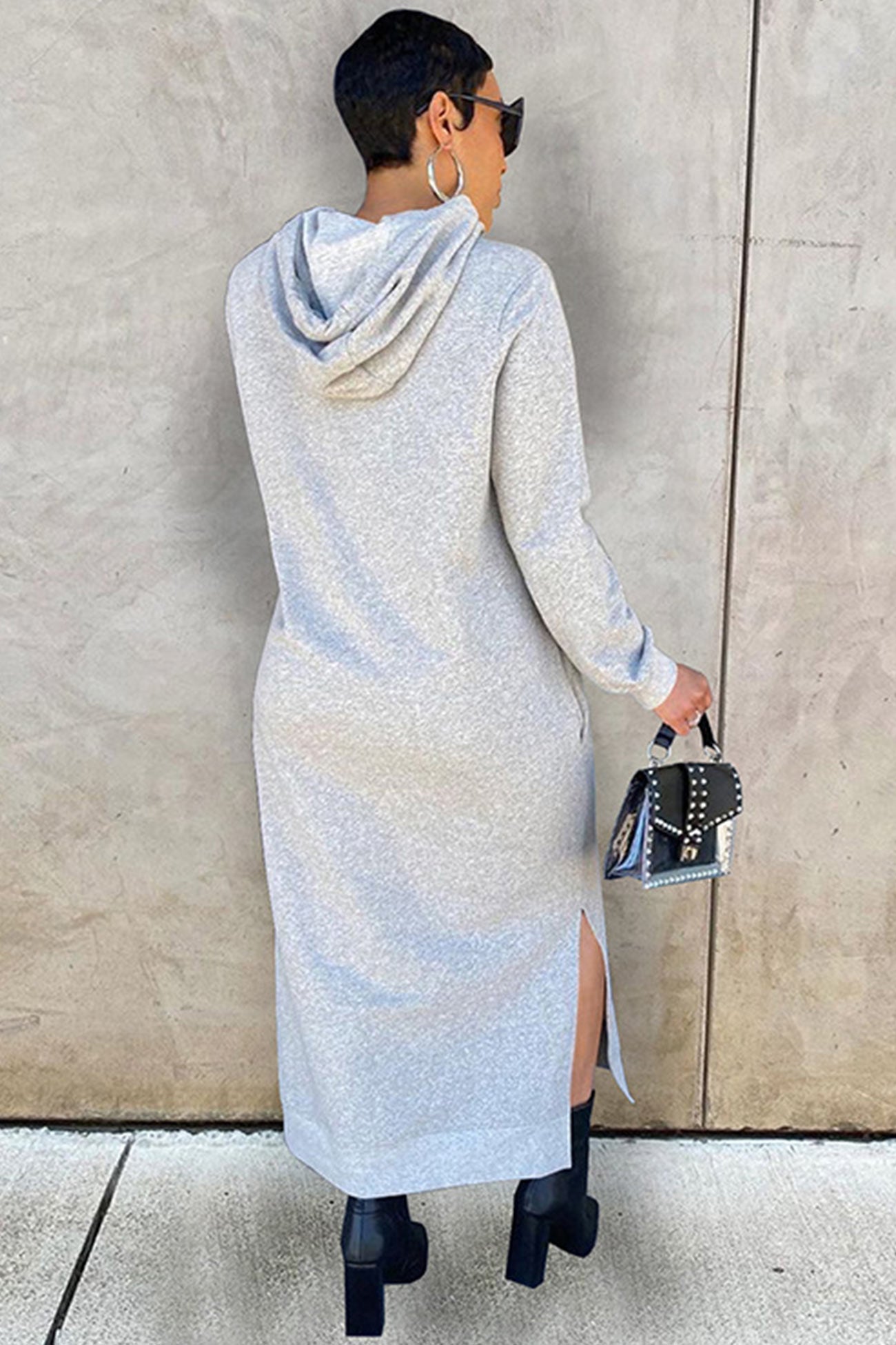 Slit Hem Hoodie Dress InsStreet