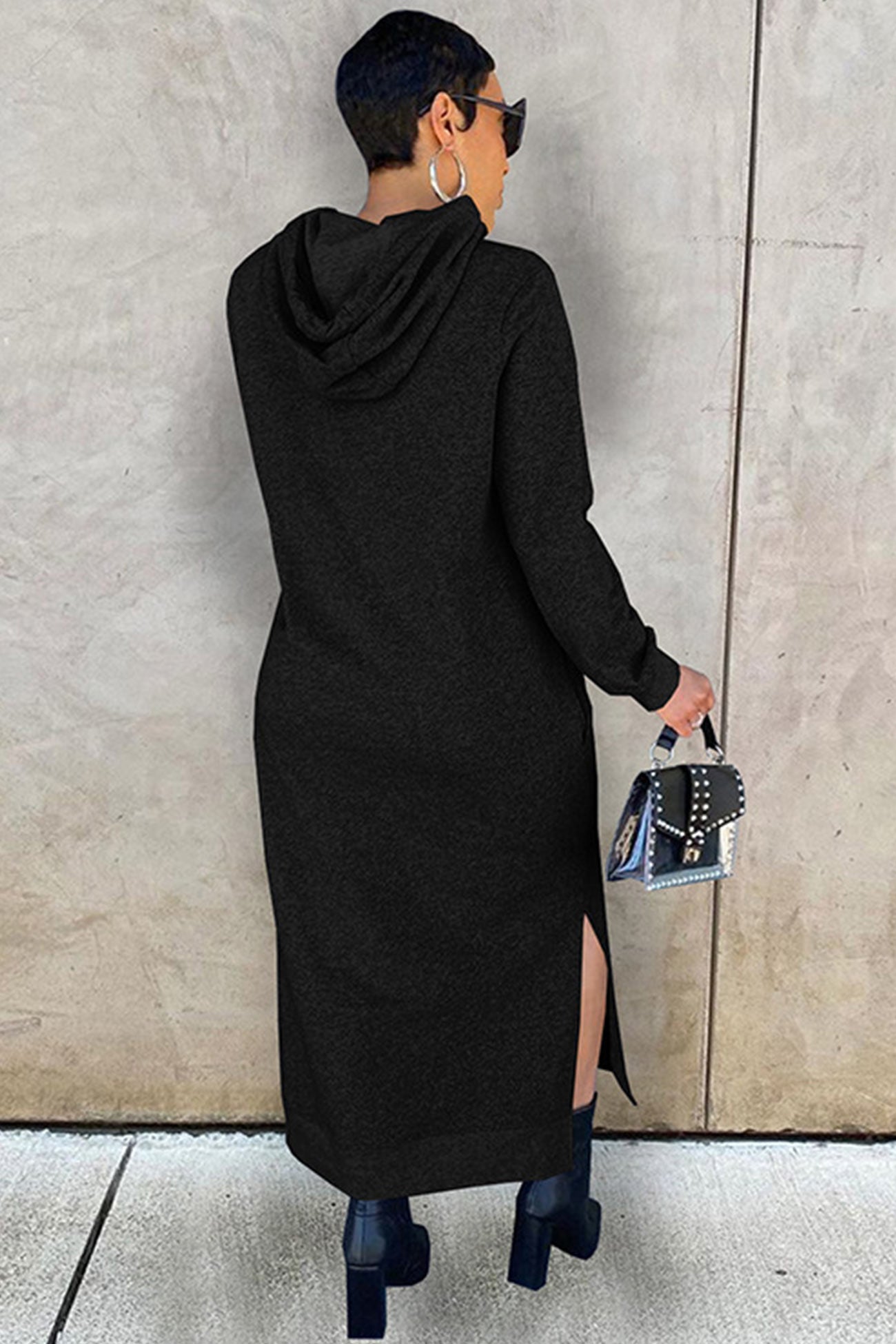 Slit Hem Hoodie Dress InsStreet