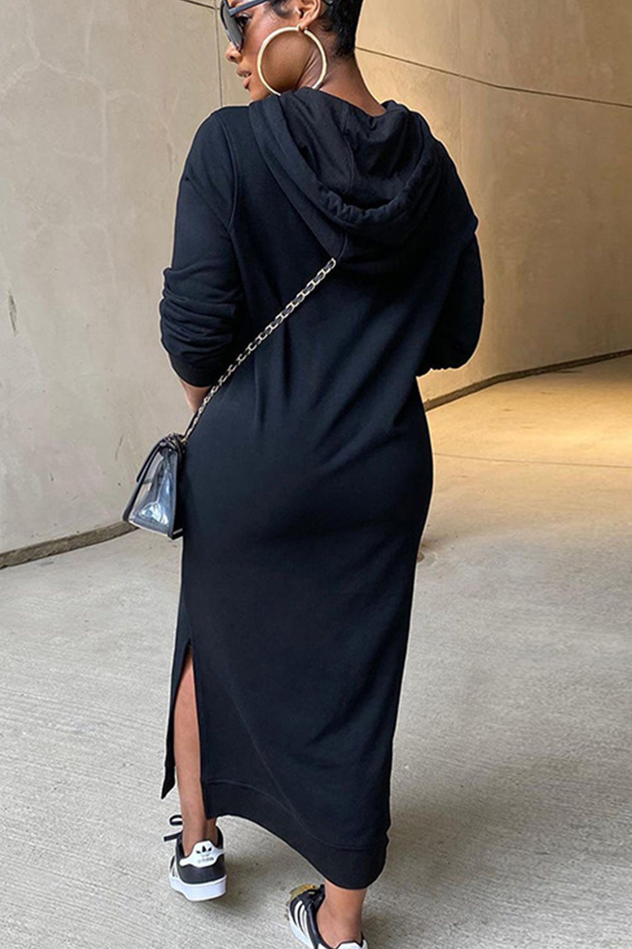 Slit Hem Hoodie Dress InsStreet