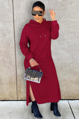 Slit Hem Hoodie Dress InsStreet