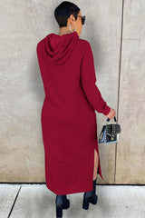 Slit Hem Hoodie Dress InsStreet