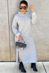 Slit Hem Hoodie Dress InsStreet