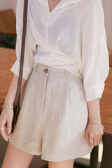 Waist High Linen Shorts InsStreet