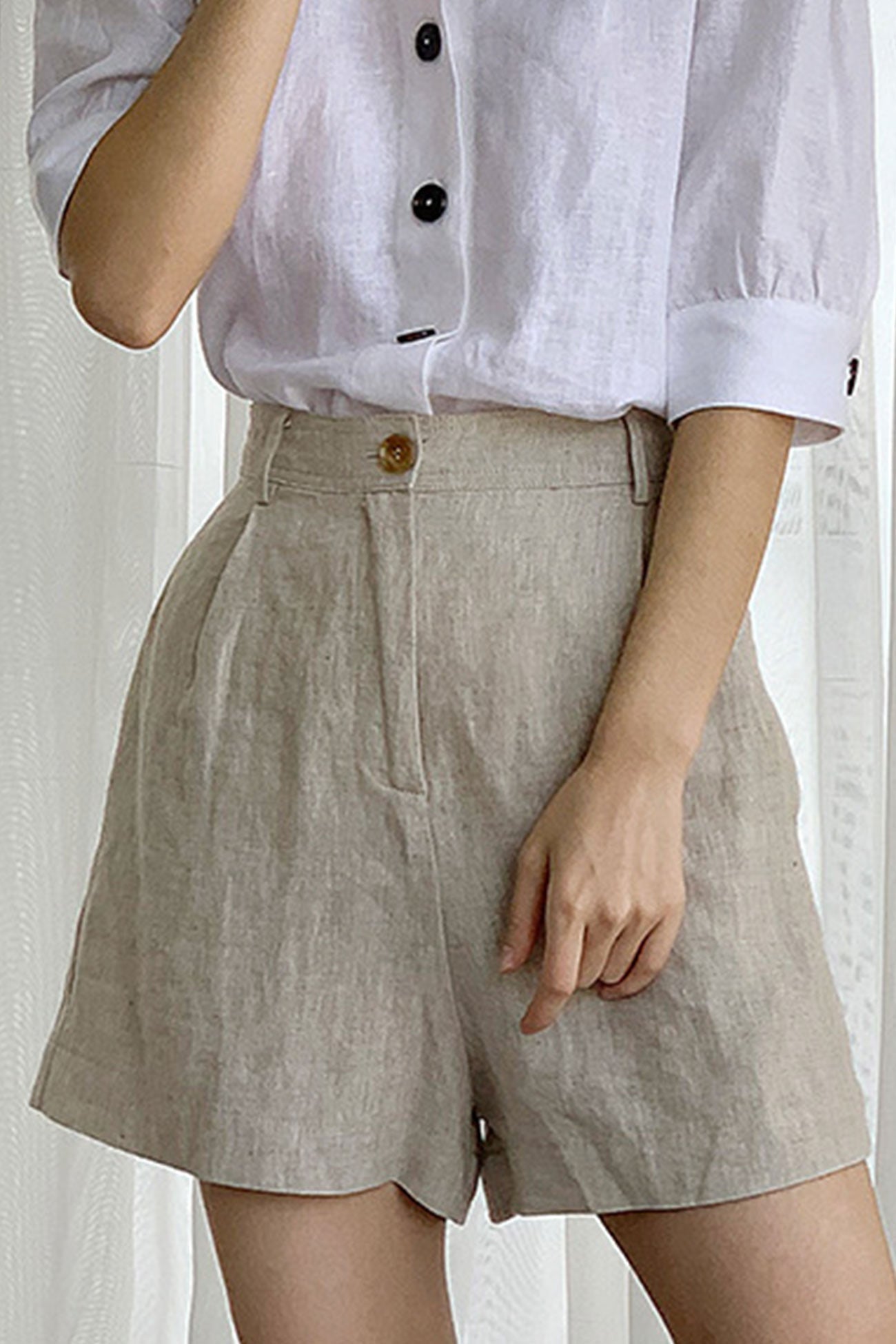 Waist High Linen Shorts InsStreet