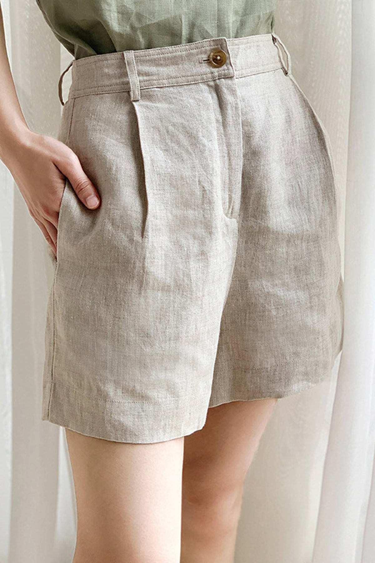 Waist High Linen Shorts InsStreet