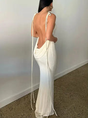 Spaghetti Strap Backless Bandage Maxi Dress InsStreet