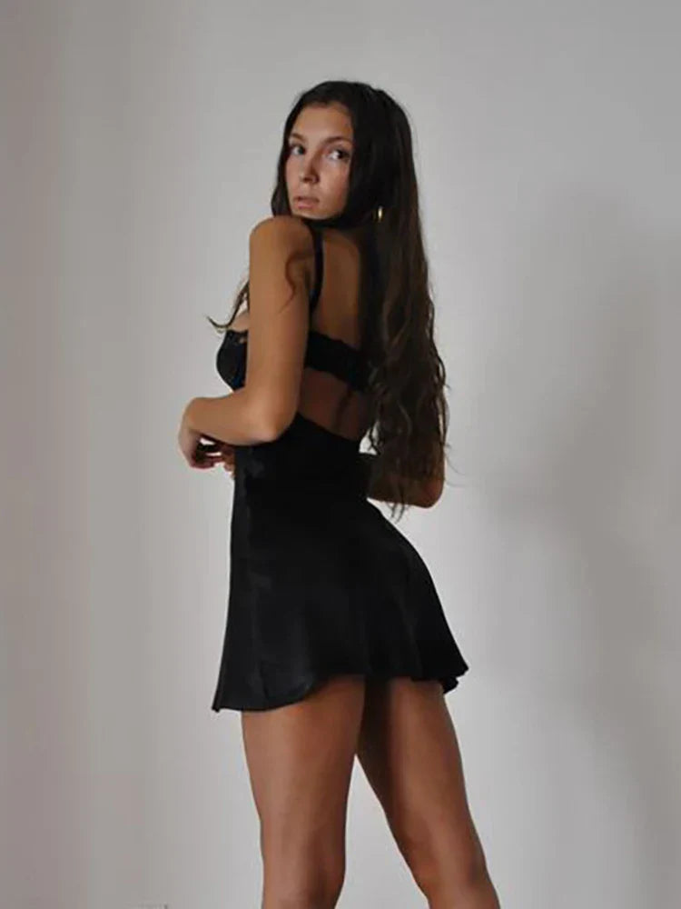 Spaghetti Strap Lace Sleeveless Sexy Backless Mini Dress InsStreet