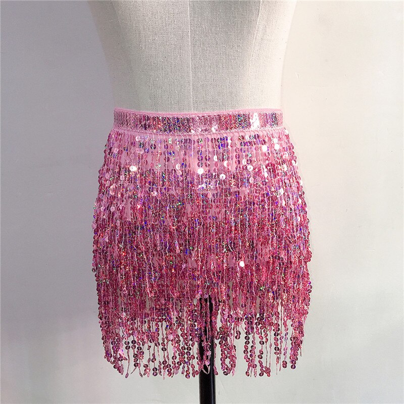 Sparkle Sequined Tassel Lace Up Shiny Skirt InsStreet