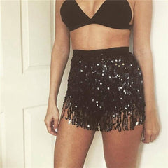 Sparkle Sequined Tassel Lace Up Shiny Skirt InsStreet