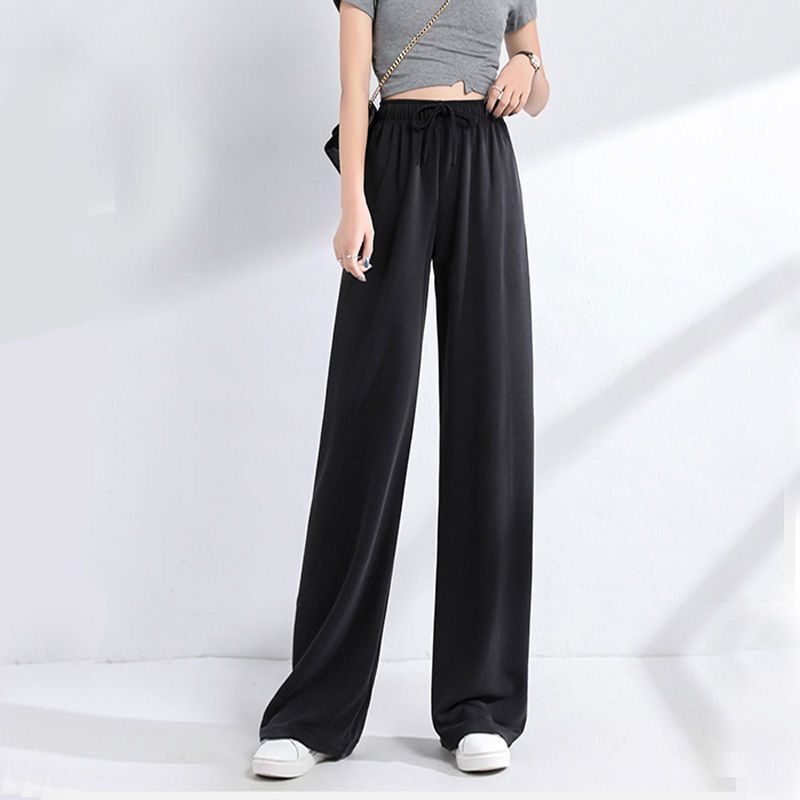 New Ladies Ice Silk Light Wide Leg Trousers InsStreet