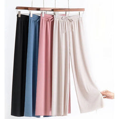 New Ladies Ice Silk Light Wide Leg Trousers InsStreet