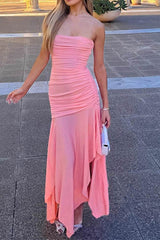 Ruched Fishtail Slit Dress InsStreet