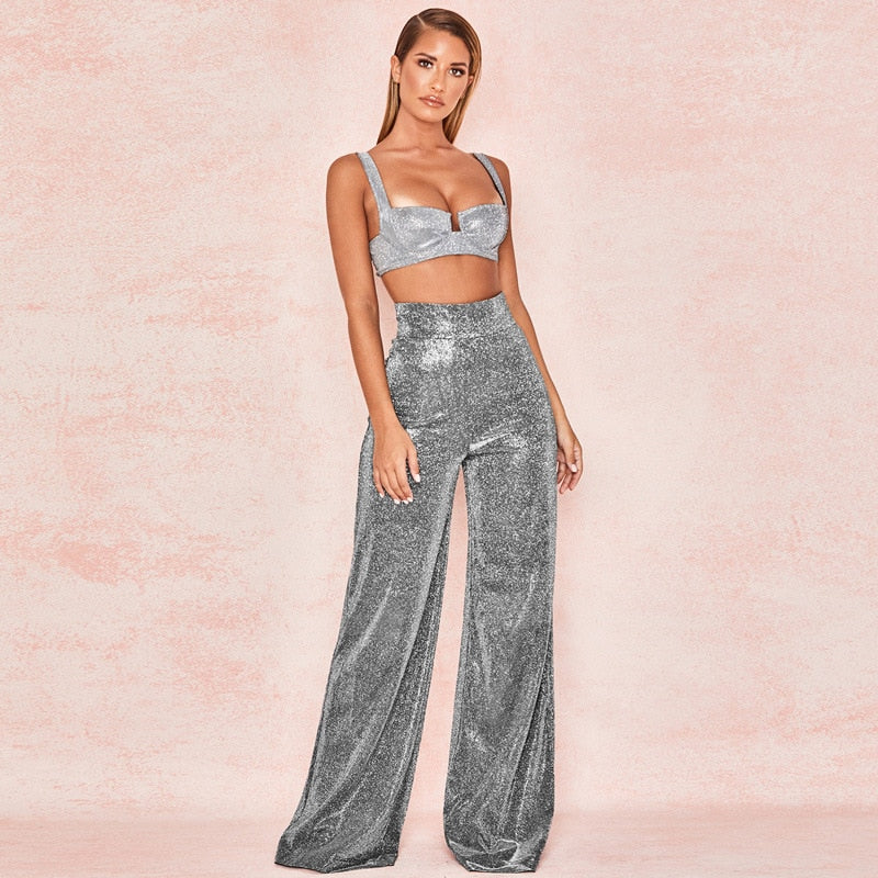 Wide Leg High Waist Vintage Bright Silk Casual Pants InsStreet