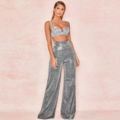 Wide Leg High Waist Vintage Bright Silk Casual Pants InsStreet