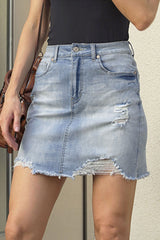 Distressed Cutoff Denim Skirt InsStreet