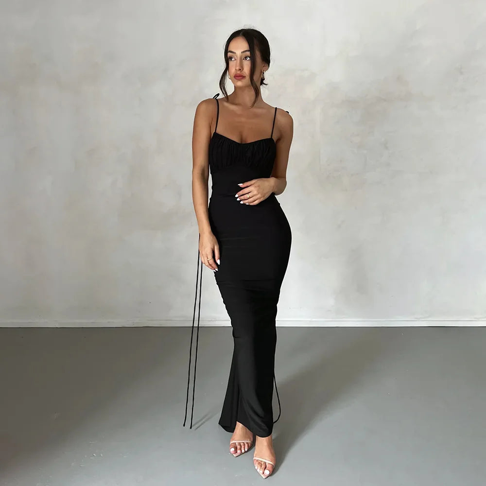 Backless Draped Prom Maxi Dress InsStreet