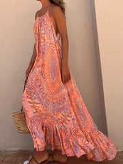 Summer Beach Lady Long Casual Loose Sleeveless Boho Dress InsStreet