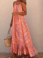 Summer Beach Lady Long Casual Loose Sleeveless Boho Dress InsStreet