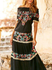 Summer New Elegant Wrapped Chest Long Bohemian Boho Dress InsStreet