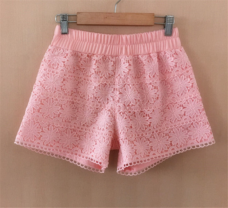 Elastic High Waist Lace Shorts InsStreet