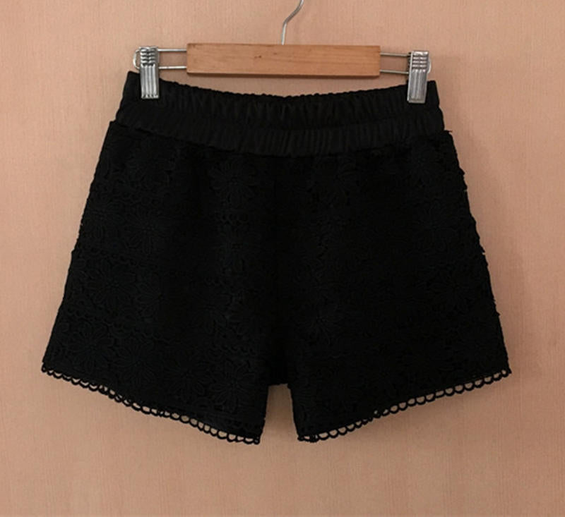 Elastic High Waist Lace Shorts InsStreet