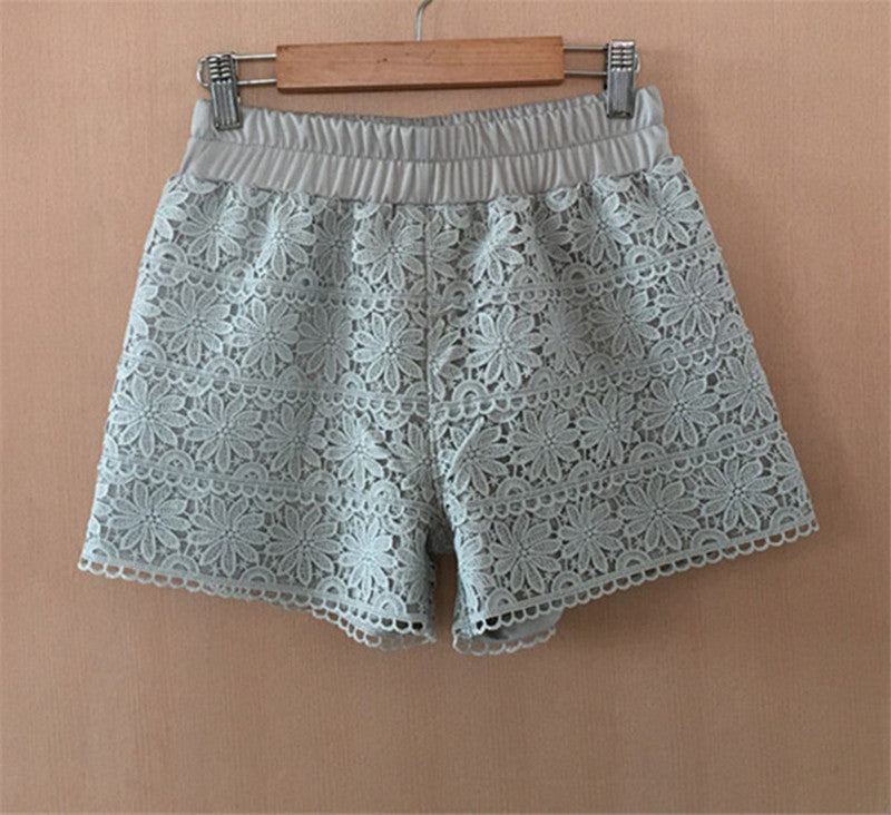 Elastic High Waist Lace Shorts InsStreet