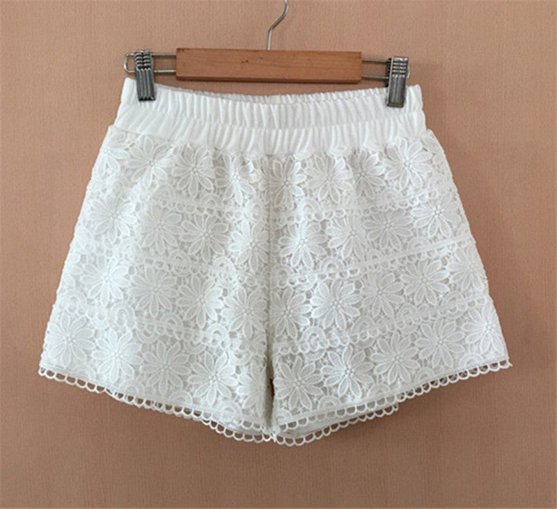 Elastic High Waist Lace Shorts InsStreet