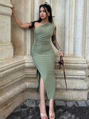 Maxi Split Fashion Sleeveless Backless Slim Casual Elegant Bodycon Dress InsStreet