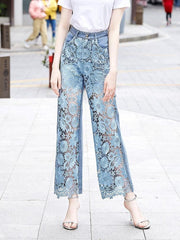 Loose Versatile Hollow Out Lace Pants InsStreet