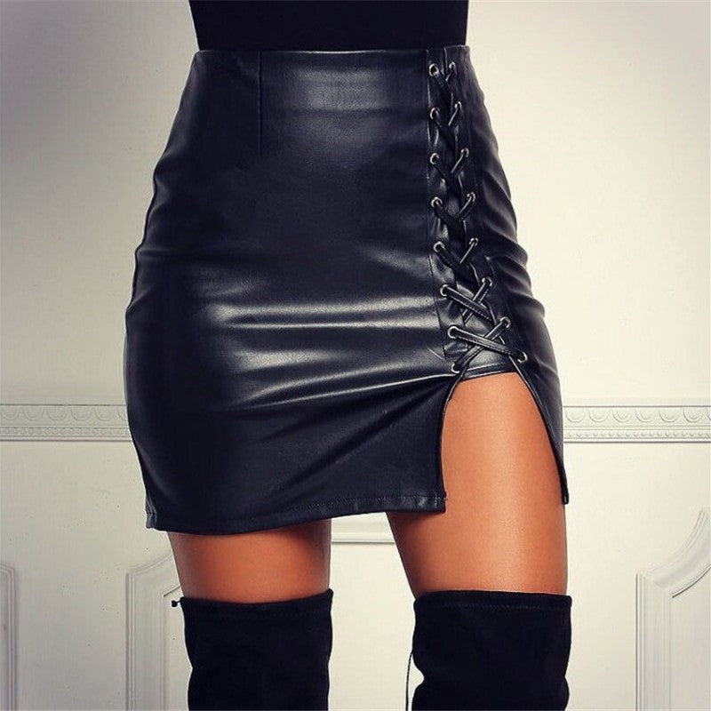 Sexy Girls Black PU Leather Mini Skirts InsStreet