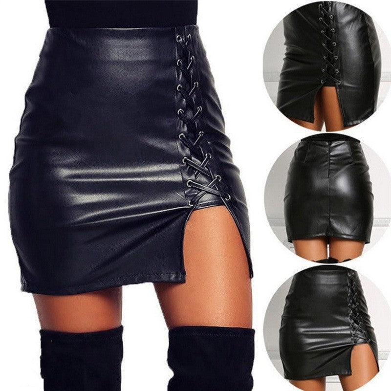 Sexy Girls Black PU Leather Mini Skirts InsStreet