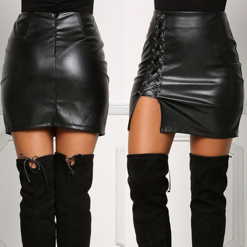 Sexy Girls Black PU Leather Mini Skirts InsStreet