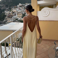 Open Back Sleeveless Slip Maxi Dress InsStreet