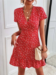 Bohemian Flower Summer Short Women Boho Dress InsStreet