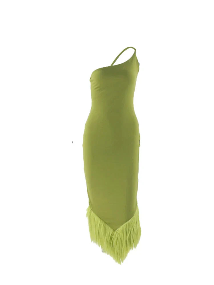 Slim Sleeveless Maxi Spaghetti Strap Backless Green Elegant Club Party Bodycon Dress InsStreet