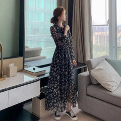 Summer Thin Floral Chiffon Lace Vintage Black Boho Dress InsStreet