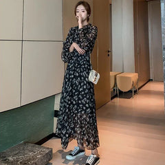 Summer Thin Floral Chiffon Lace Vintage Black Boho Dress InsStreet