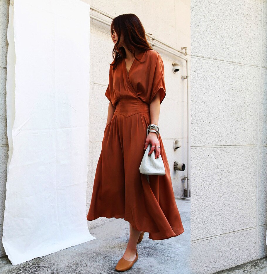 Waist Hugging V-neck Fashion Sexy Maxi Dress InsStreet